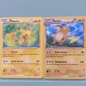 Pikachu Raichu Bundle, 3 cards 1 Holo